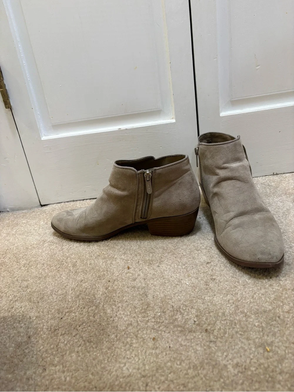 Sam Edelman Suede Tassel Ankle Booties in Taupe